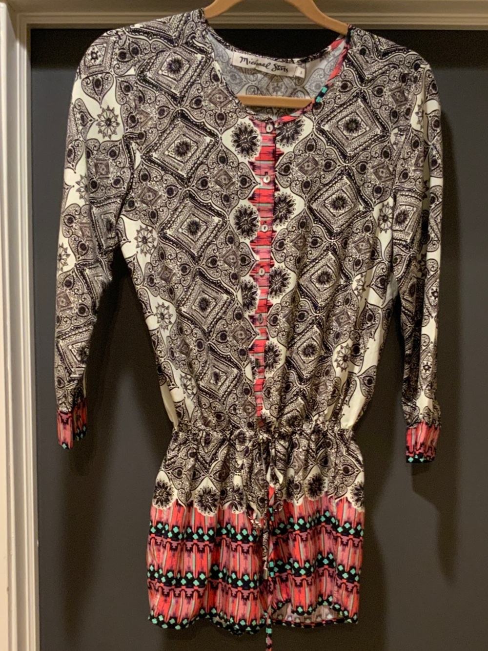 Michael Stars Black & Coral Printed Drawstring shorts jumper